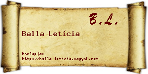 Balla Letícia névjegykártya